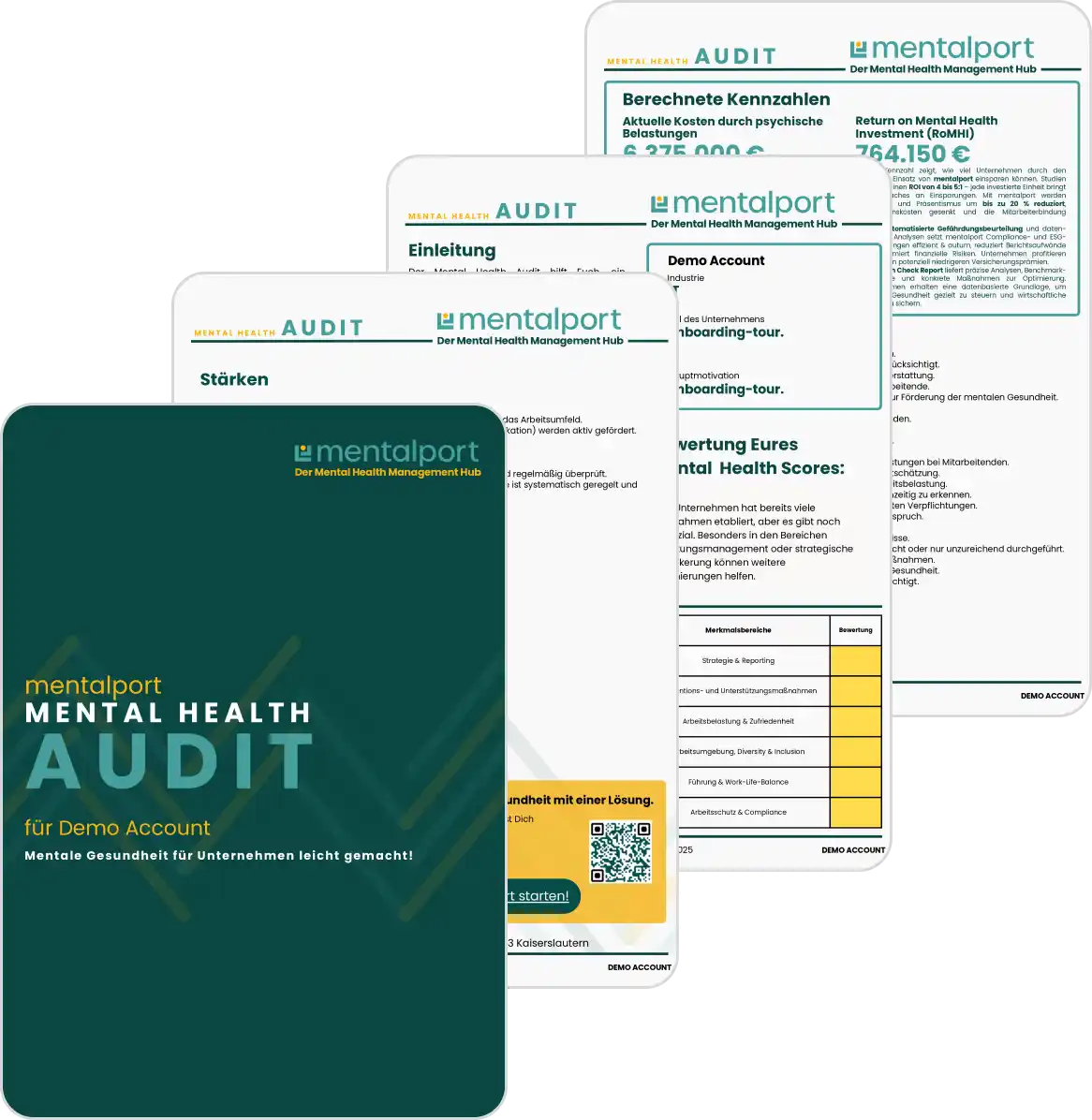 Darstellung des mentalport Mental health Audits via PDF