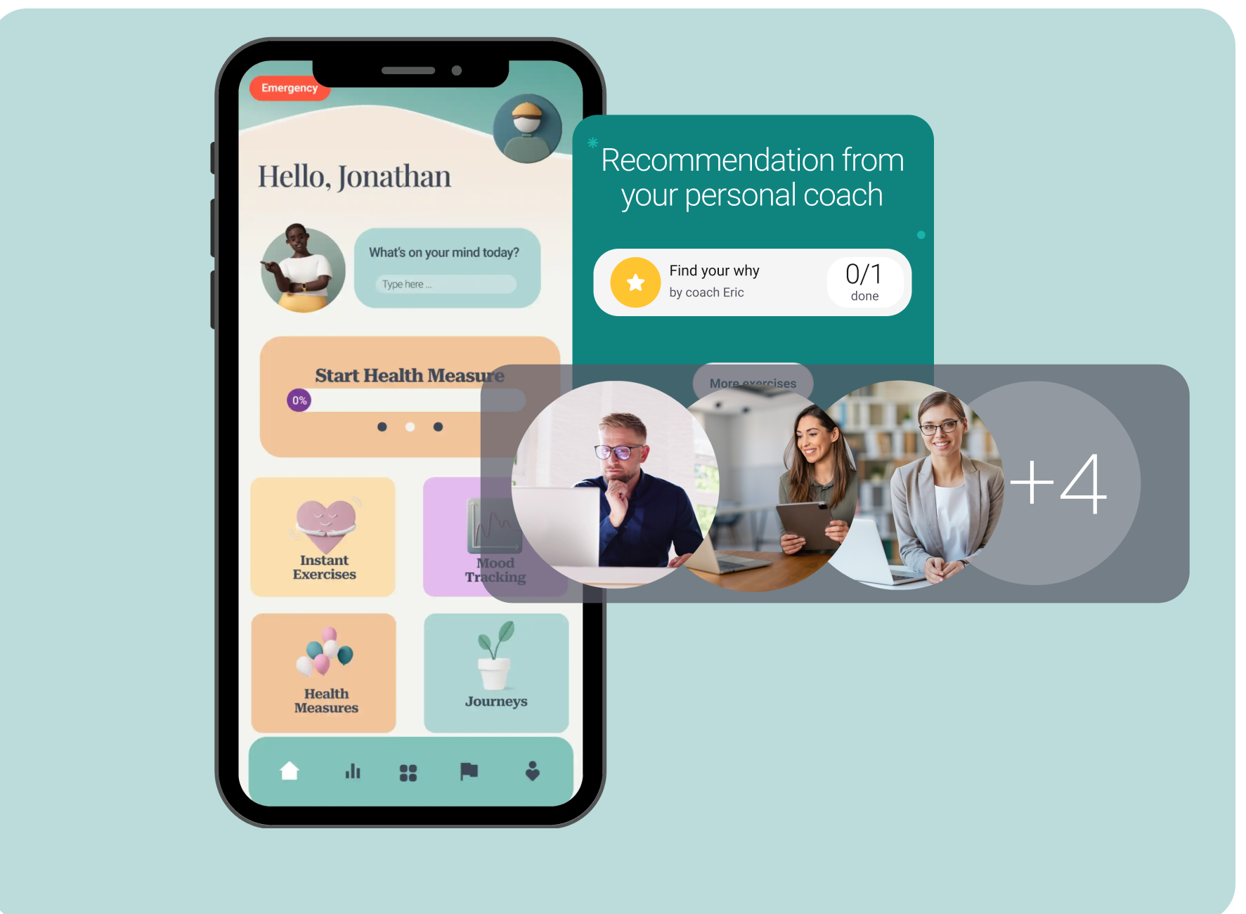 Optimized employee support: Screenshot of the mentalPORT app, which allows coaches to be booked quickly and easily for targeted coaching measures.