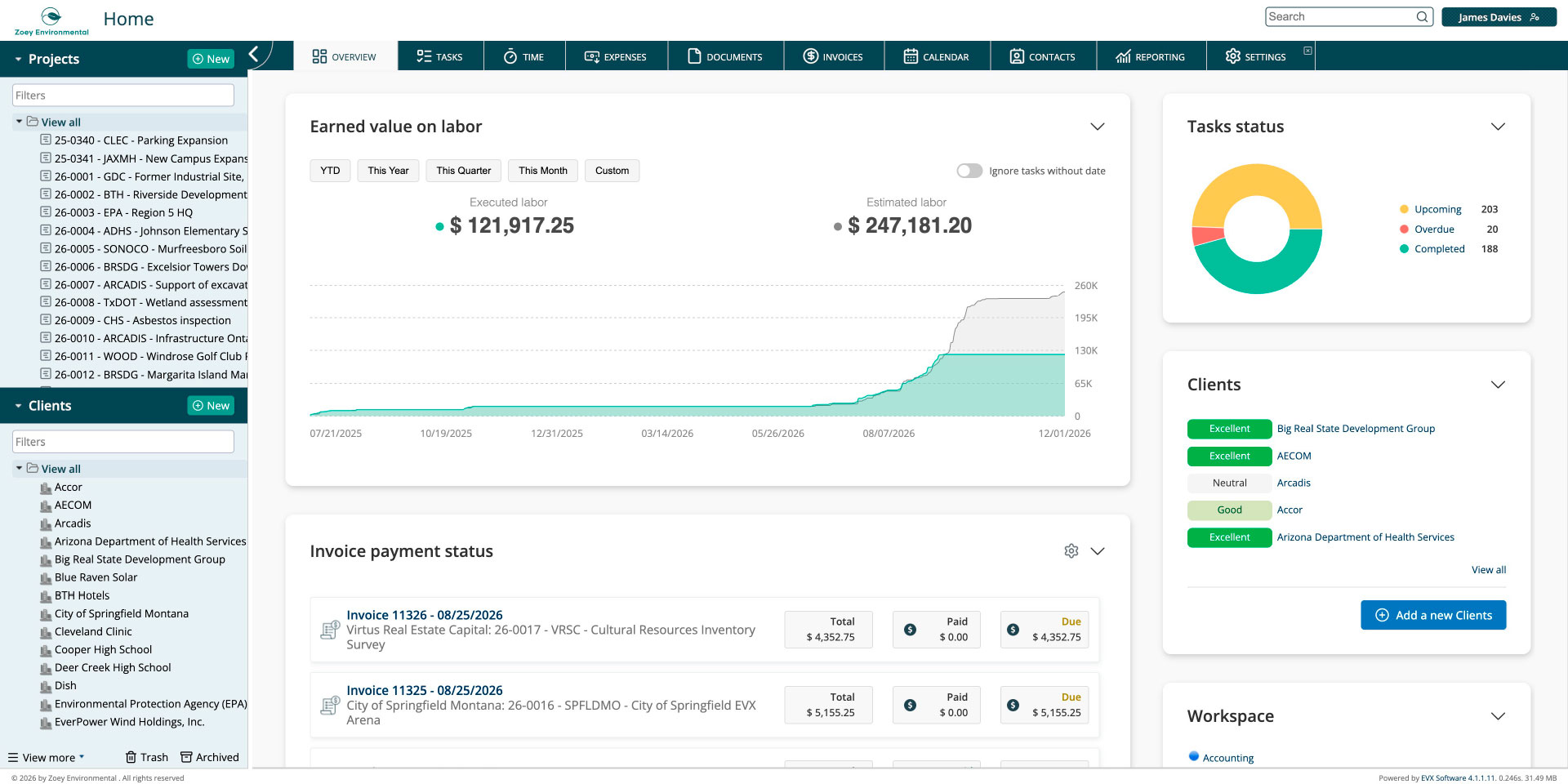 EVX Software Project financials - Budget control