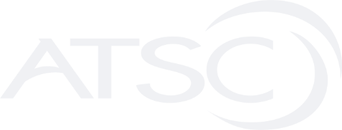 ATSC logo with stylized curved lines forming a circular shape to the right of the letters.