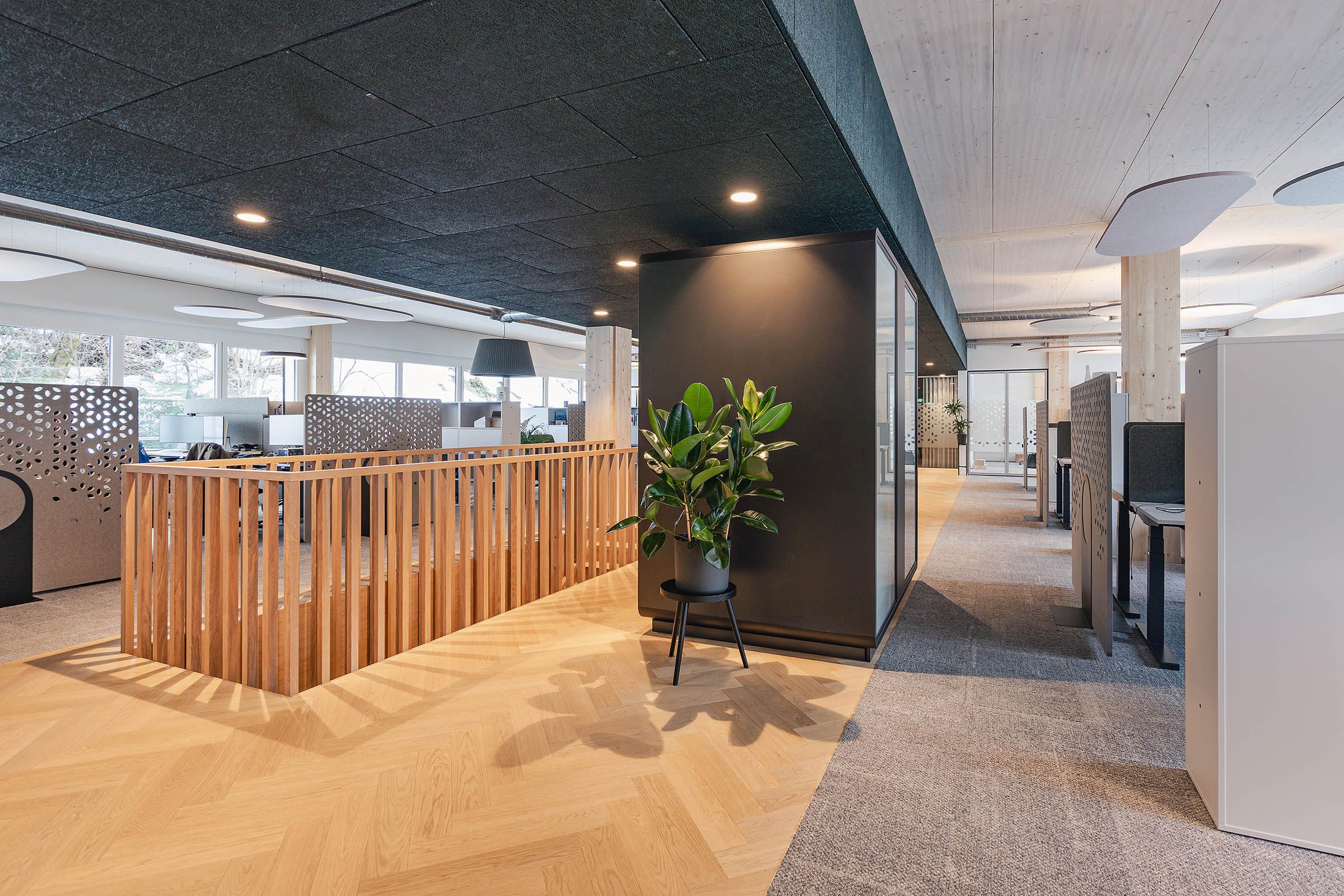 Lichtdurchflutetes Büro der Titlis Bergbahnen Engelberg für effiziente Zusammenarbeit.