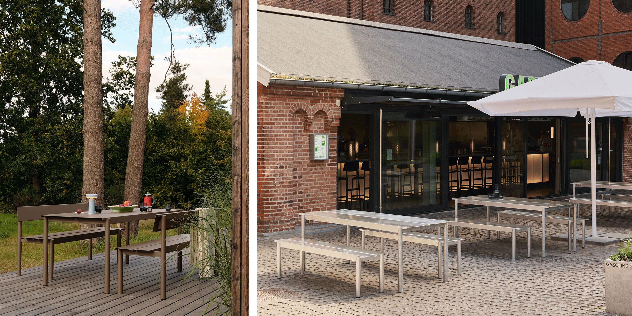 Linear Steel Tisch und Bank von Muuto