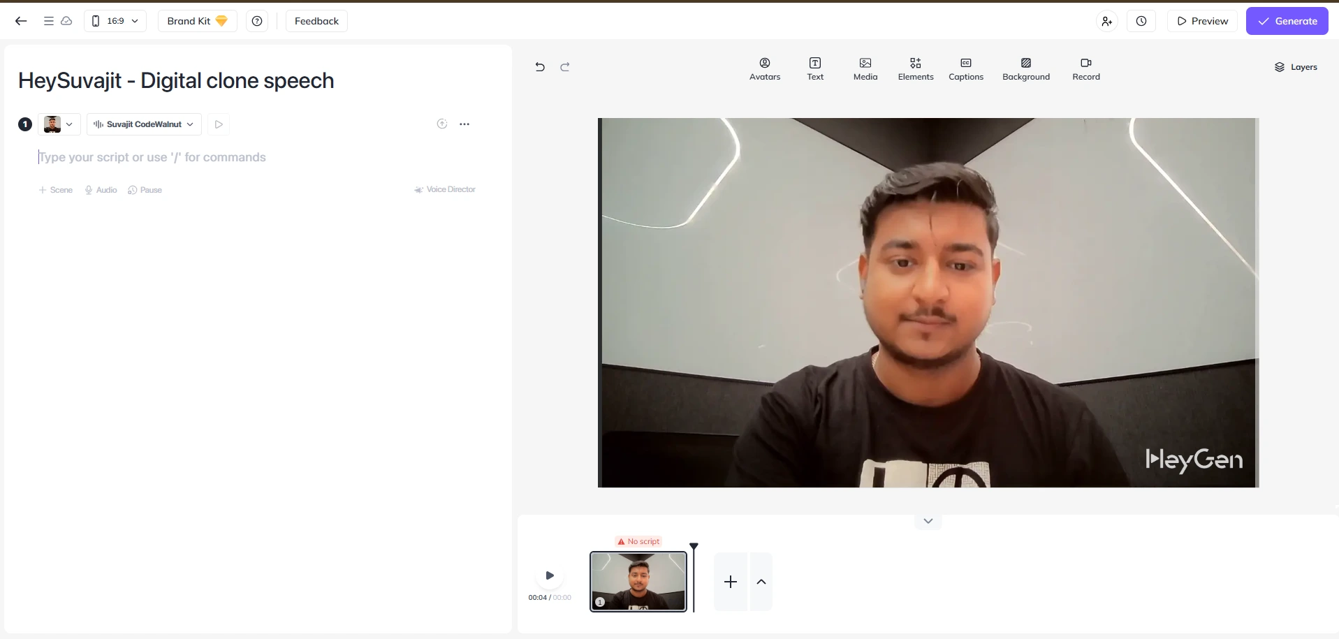 Digital Clone script editor