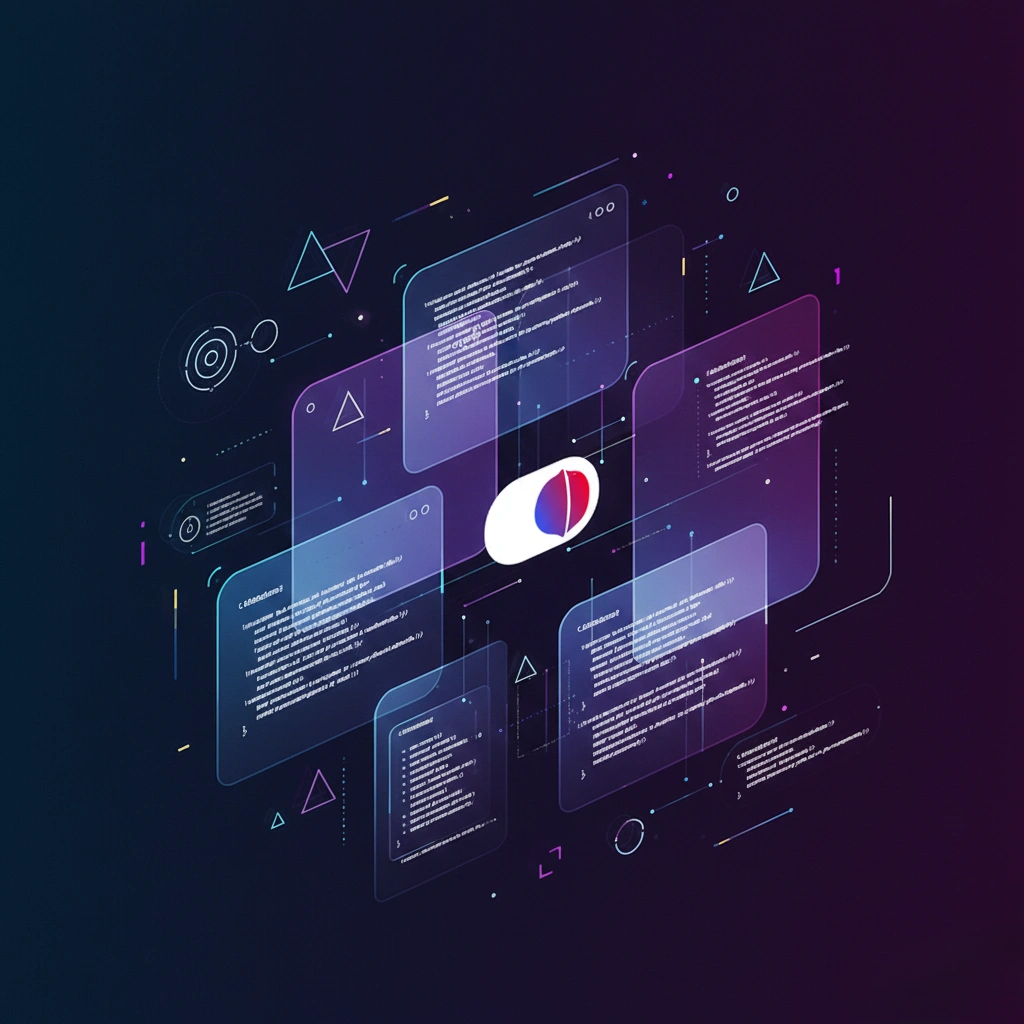 Illustration of developers analyzing code, with the text 'Code Refactoring Techniques'