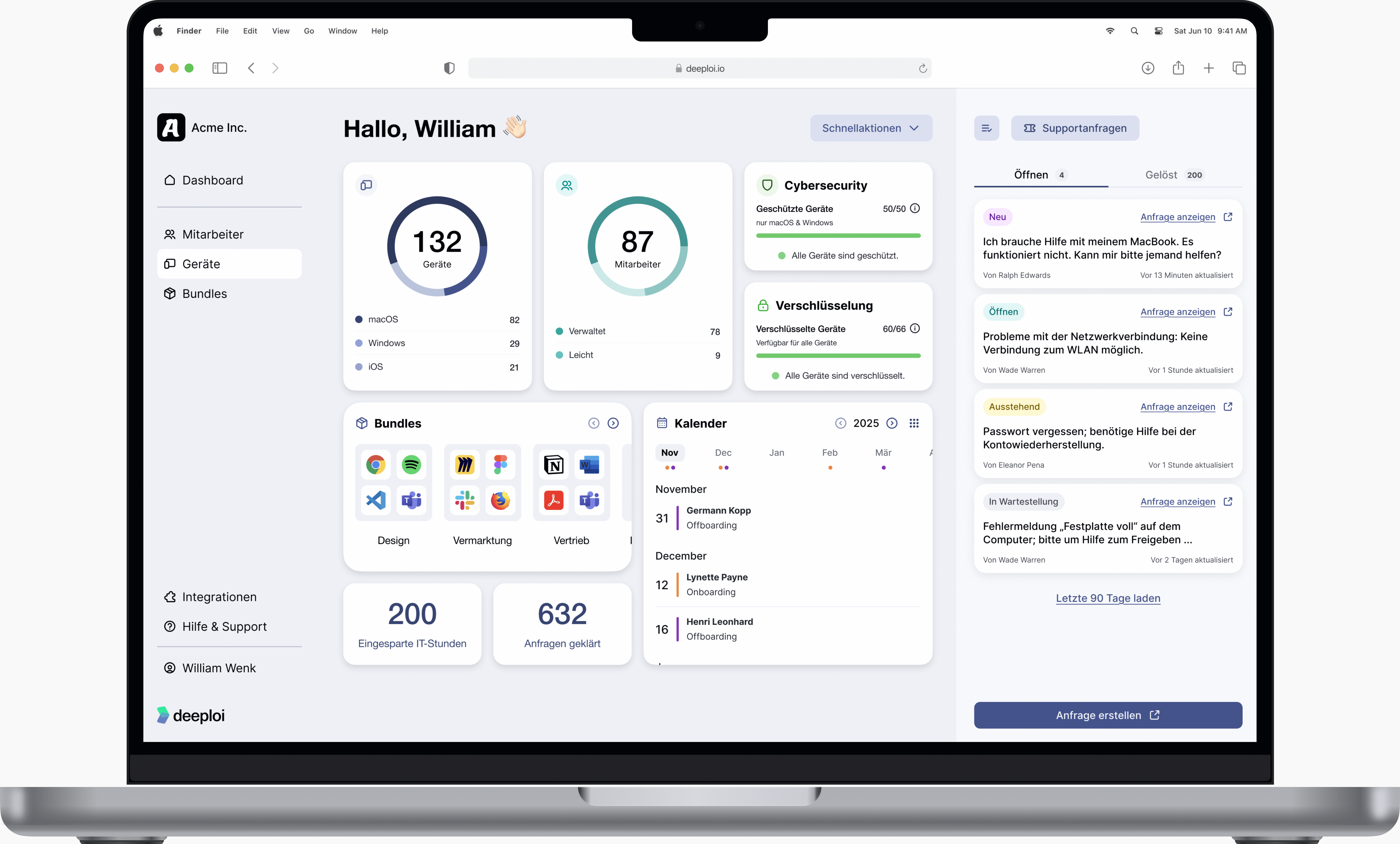 IT-Service für Kleinunternehmen: Deeploi Dashboard