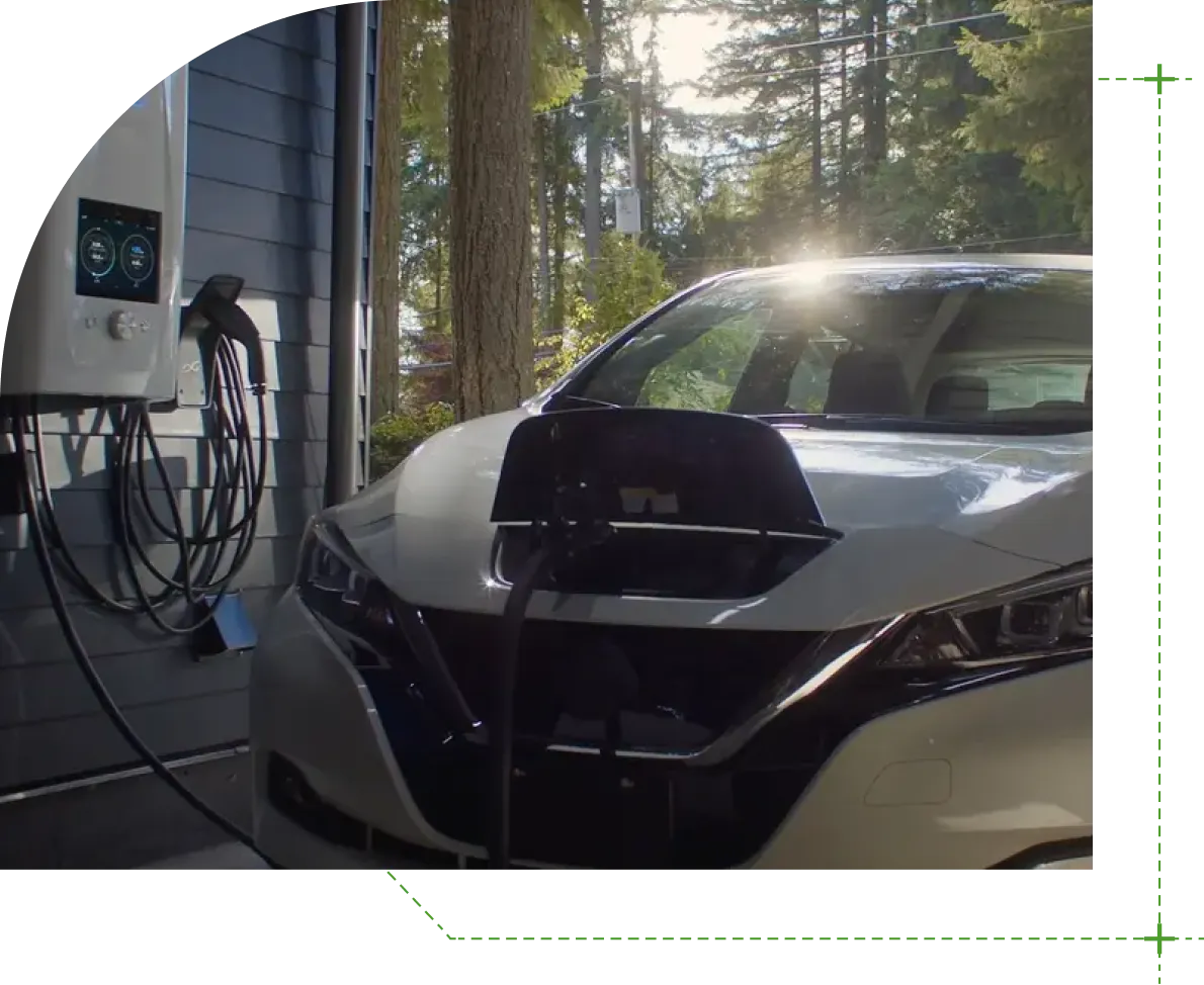 Close-up of an electric car charging.