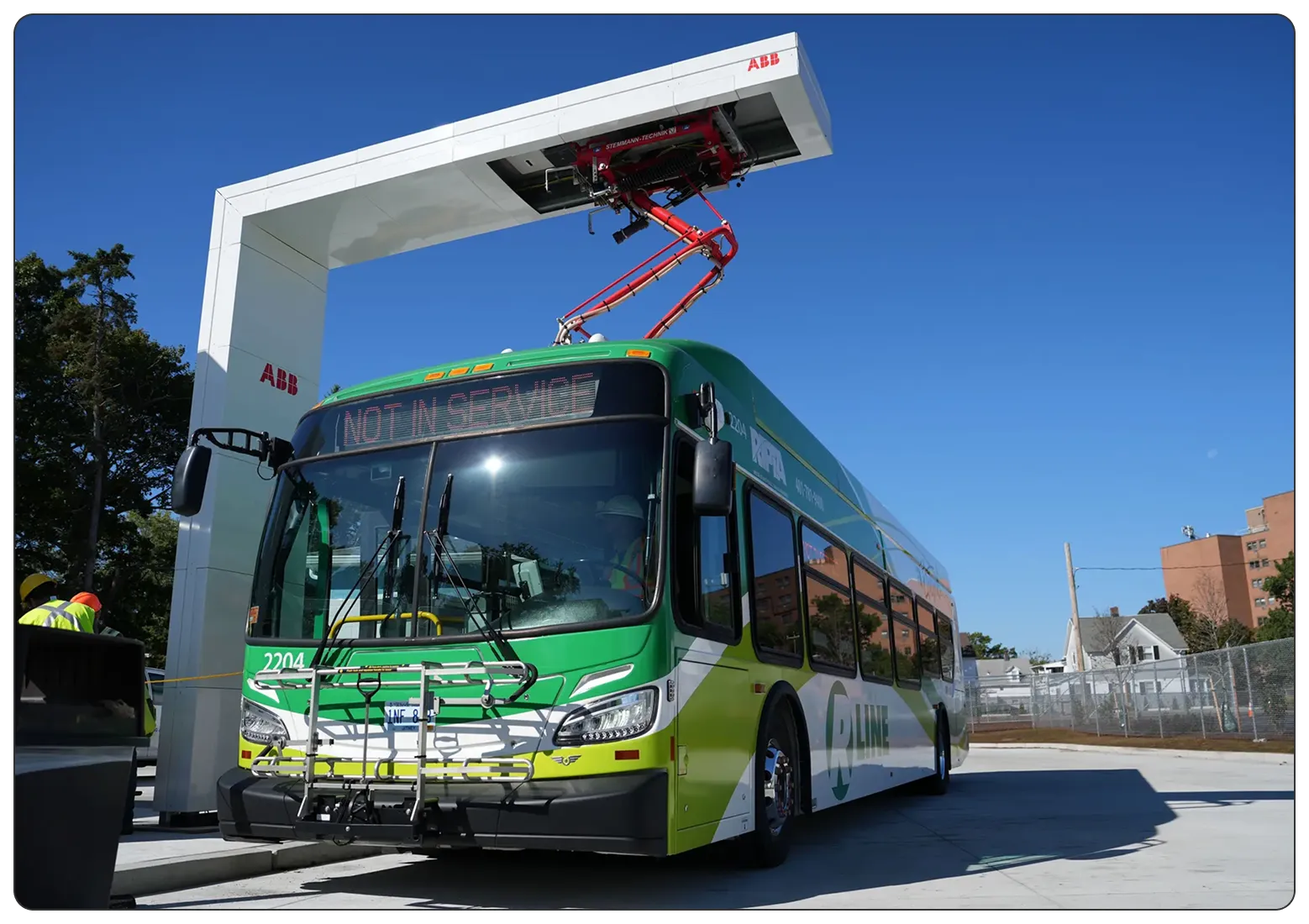 bus connected to a charger