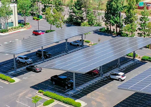 parking lot with solar panels