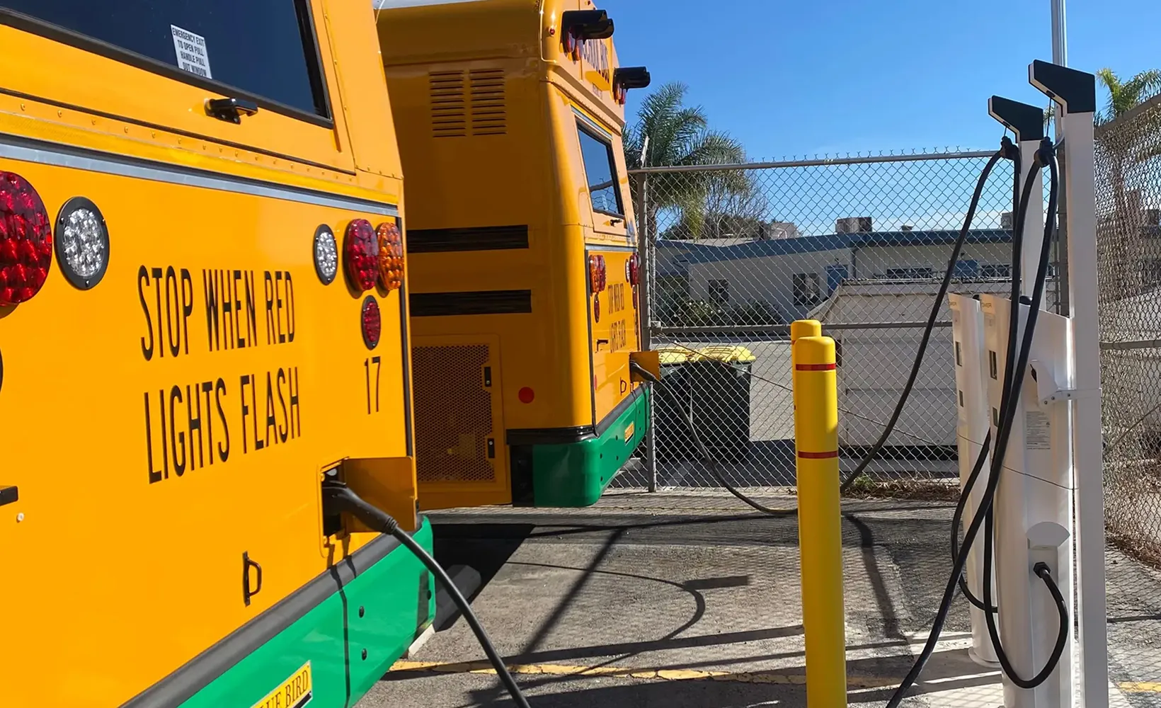 Close-up of a smart charge buses.