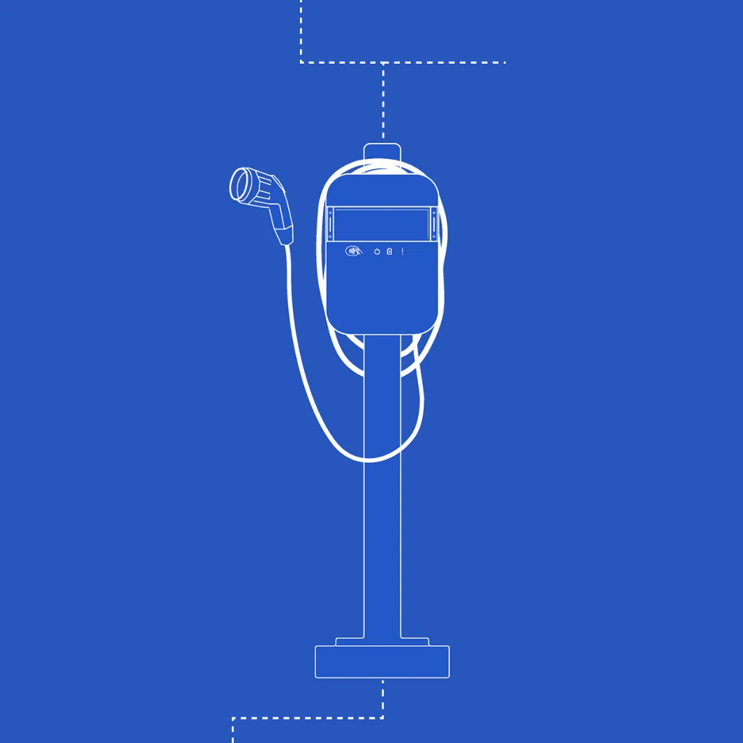 A Level 2 charger on a pedestal illustration