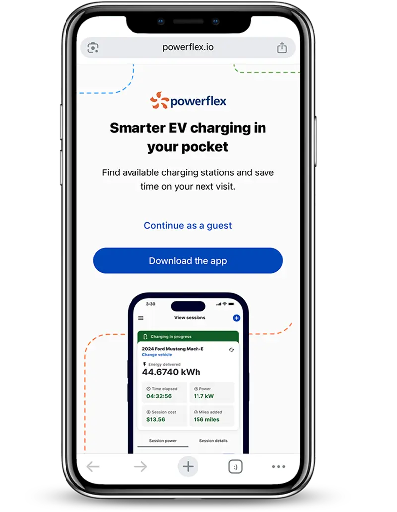 PowerFlex webpage with the "Continue as a guest" option.