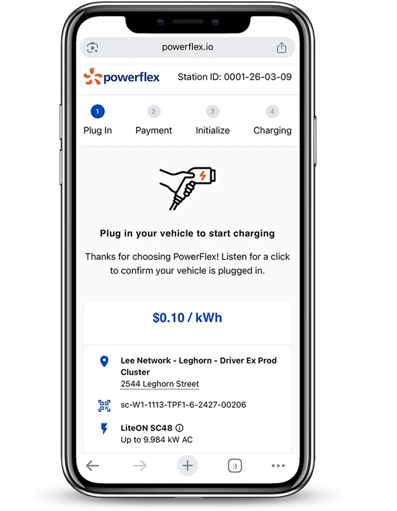 The current energy rate and session fee (if applicable) for that specific charger screen