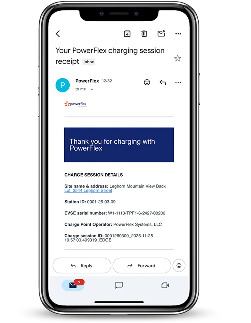 digital receipt by email screen