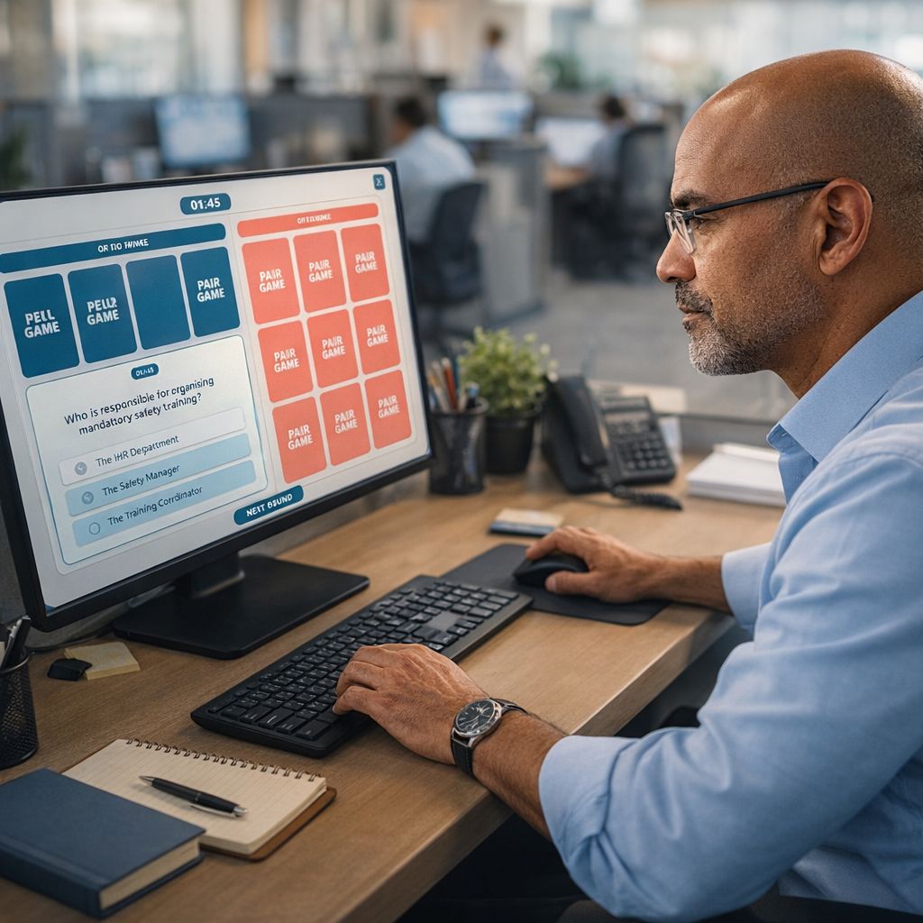 Collaborateurs engagés dans un challenge digital de gamification en entreprise chez Pomona