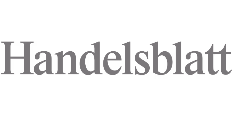 Handelsblatt Logo in grauer Schrift auf weißem Hintergrund