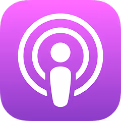 Apple Podcasts-Logo mit lila Hintergrund und weißem Mikrofon-Symbol