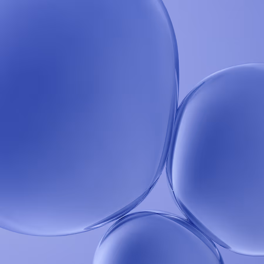 Weiche blaue Blasen und Wellen in abstrakter geometrischer Komposition