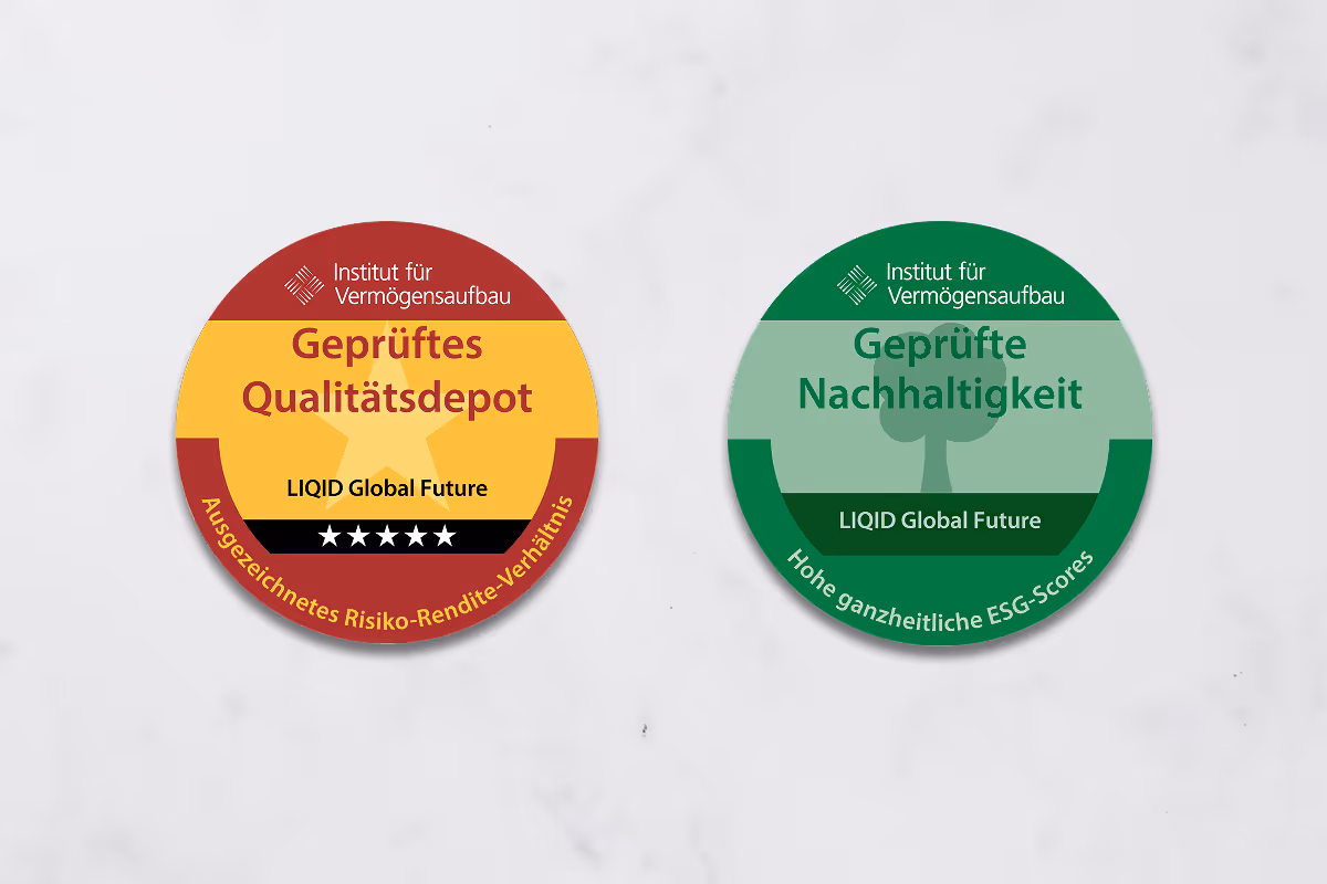 Zwei Zertifikate des Instituts für Vermögensaufbau in Rot und Grün