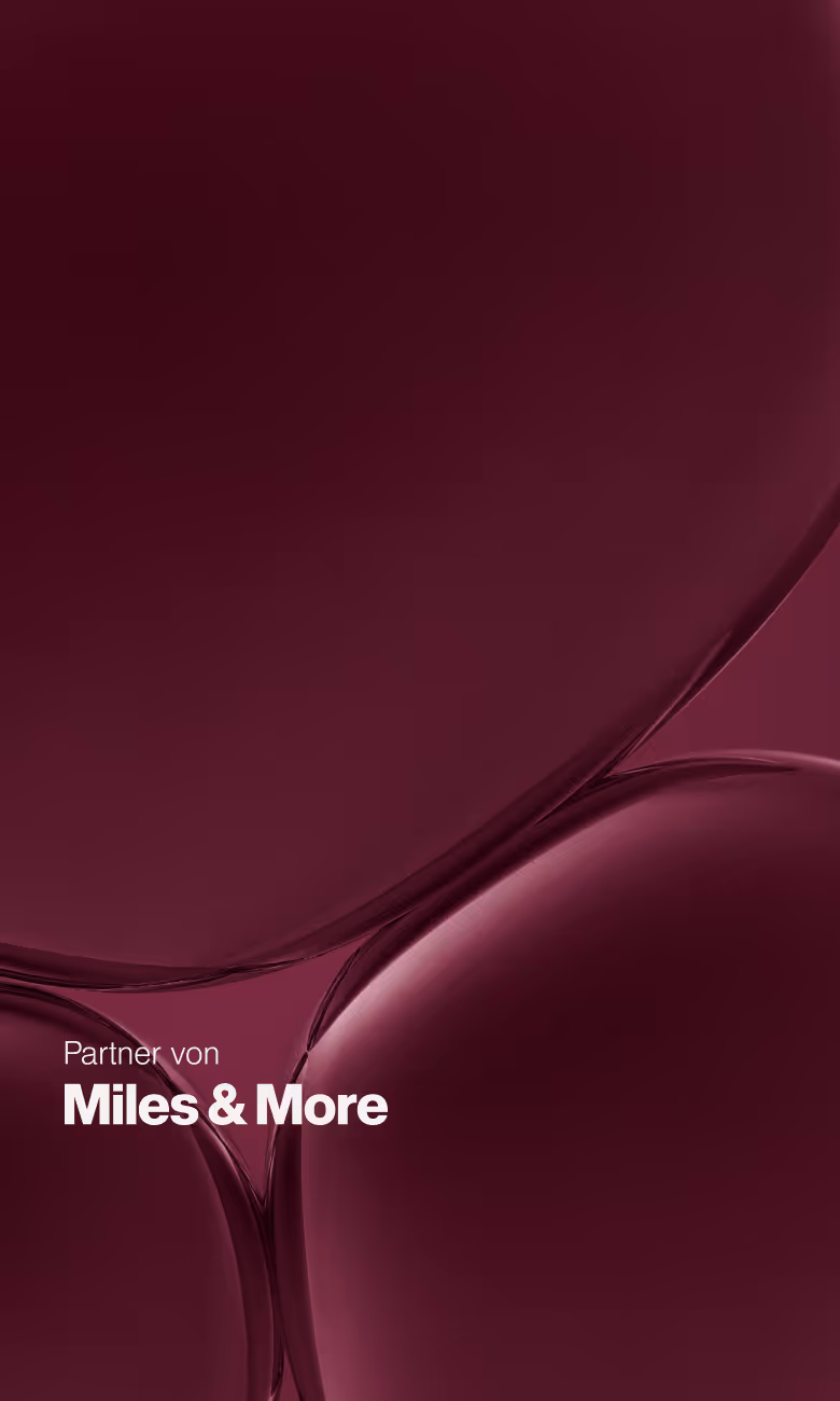 Miles & More Partner Werbung mit abstrakten geschwungenen lila Formen