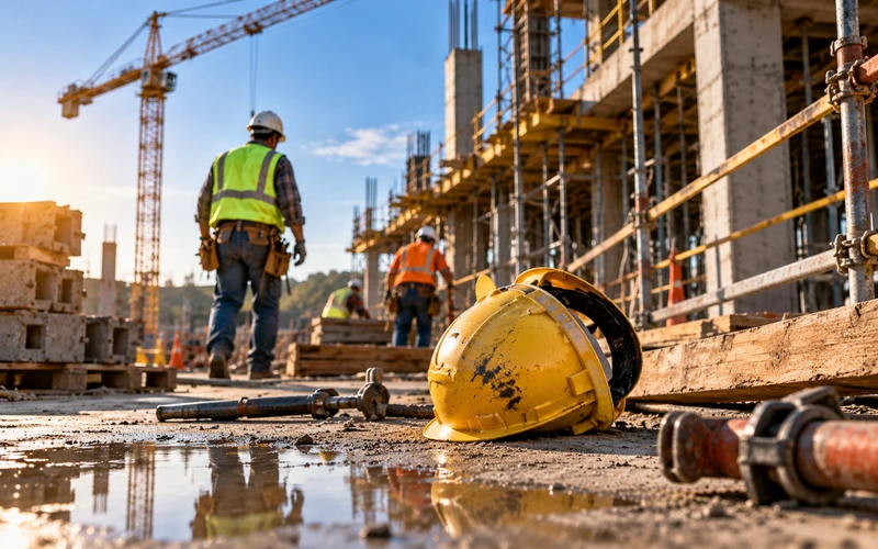 worker exposed to common construction site hazards