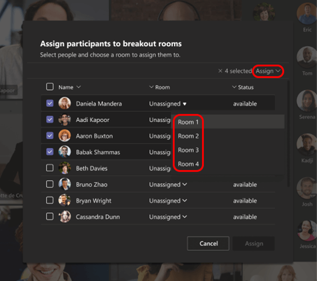 assign participants to breakout rooms