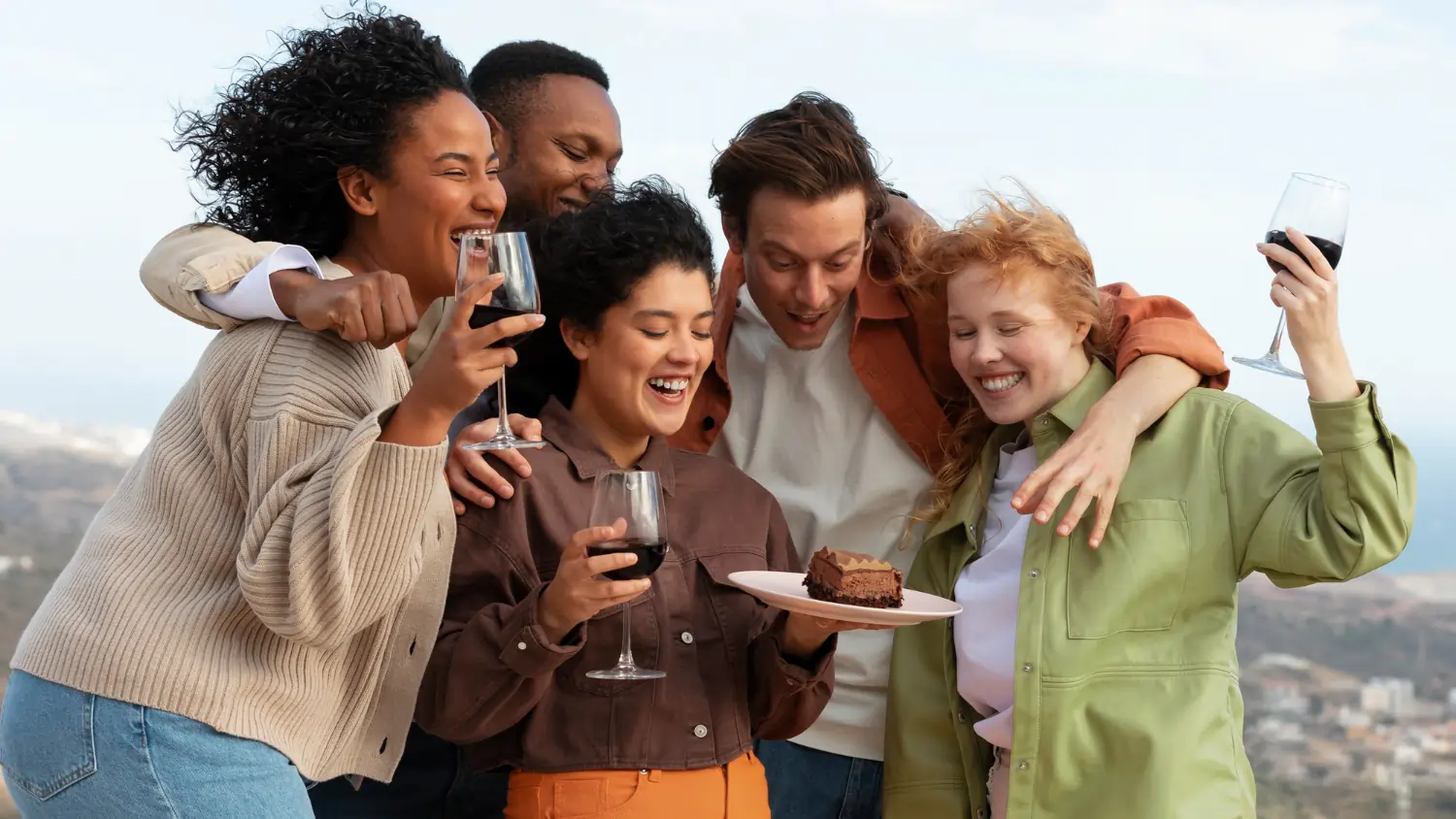 Diverse friends celebrating