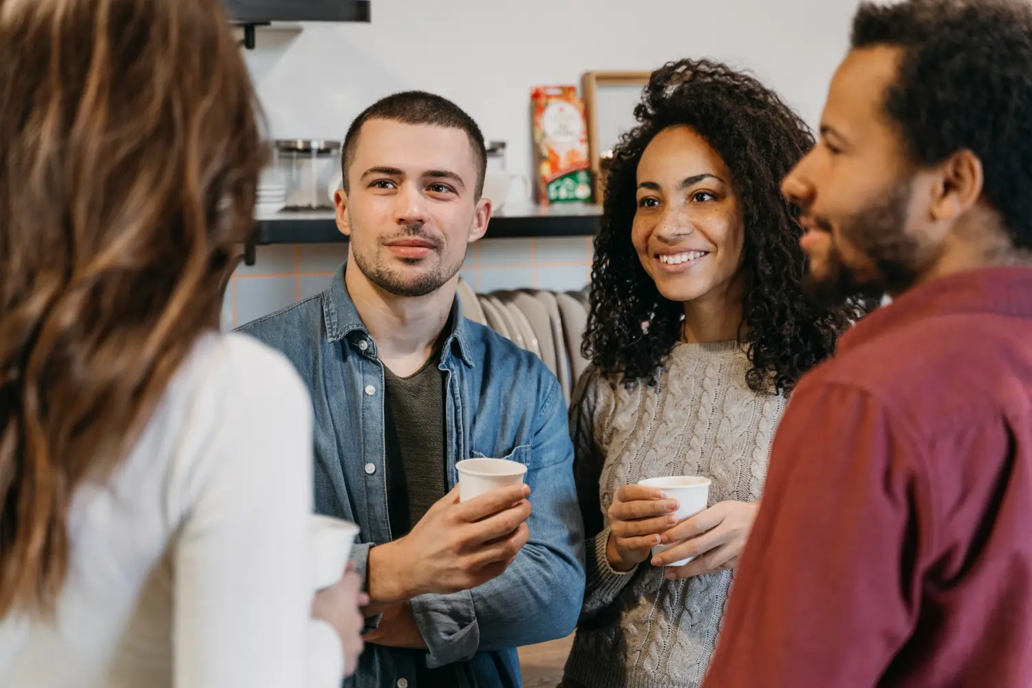 colleagues chatting over coffee