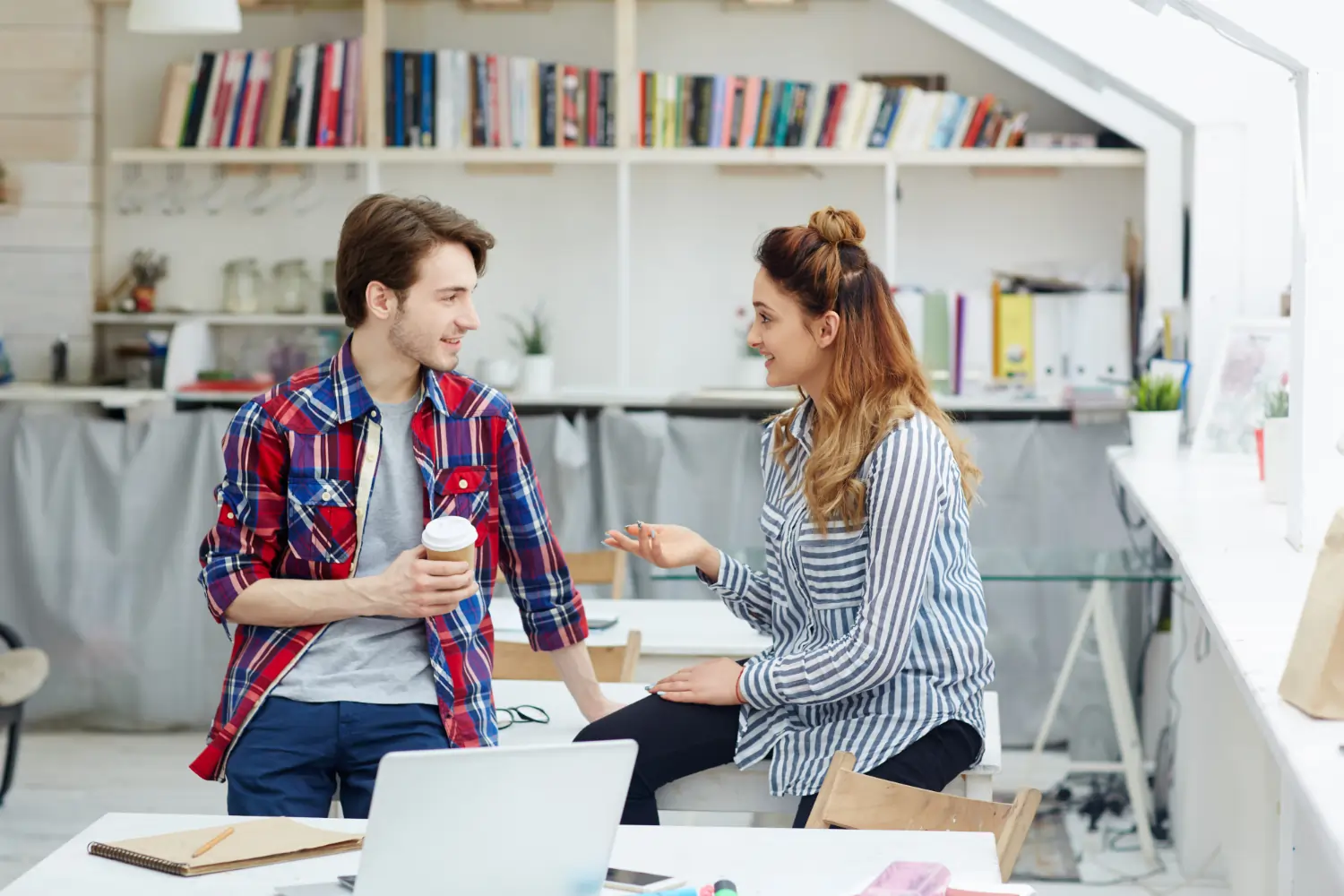Two colleagues talking