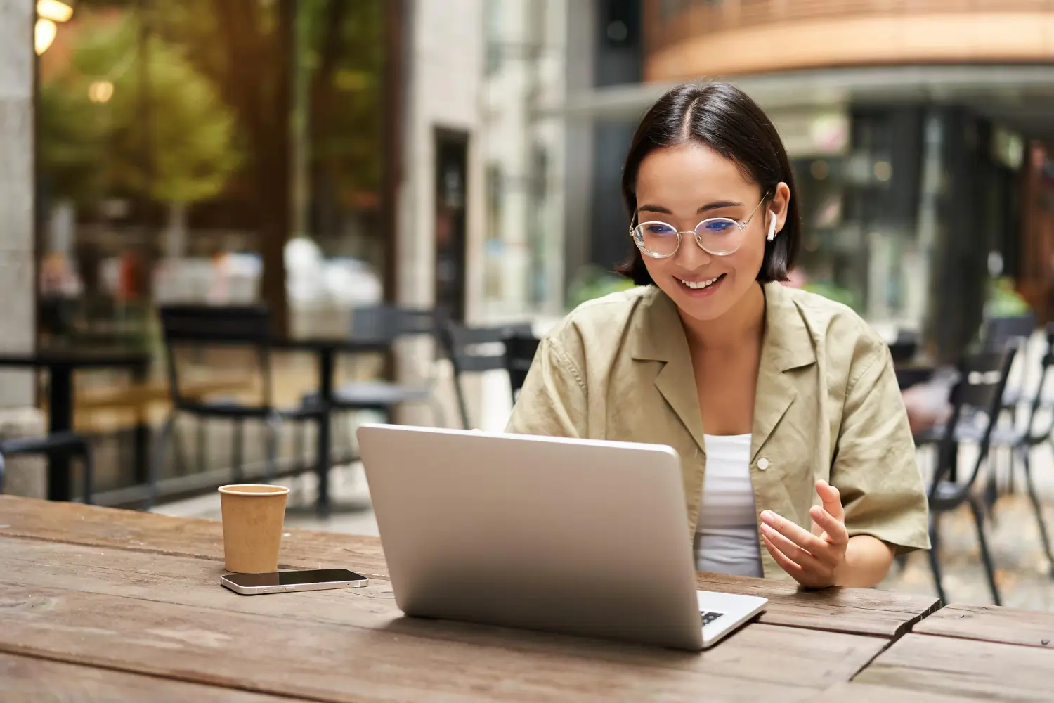 Woman working on laptop