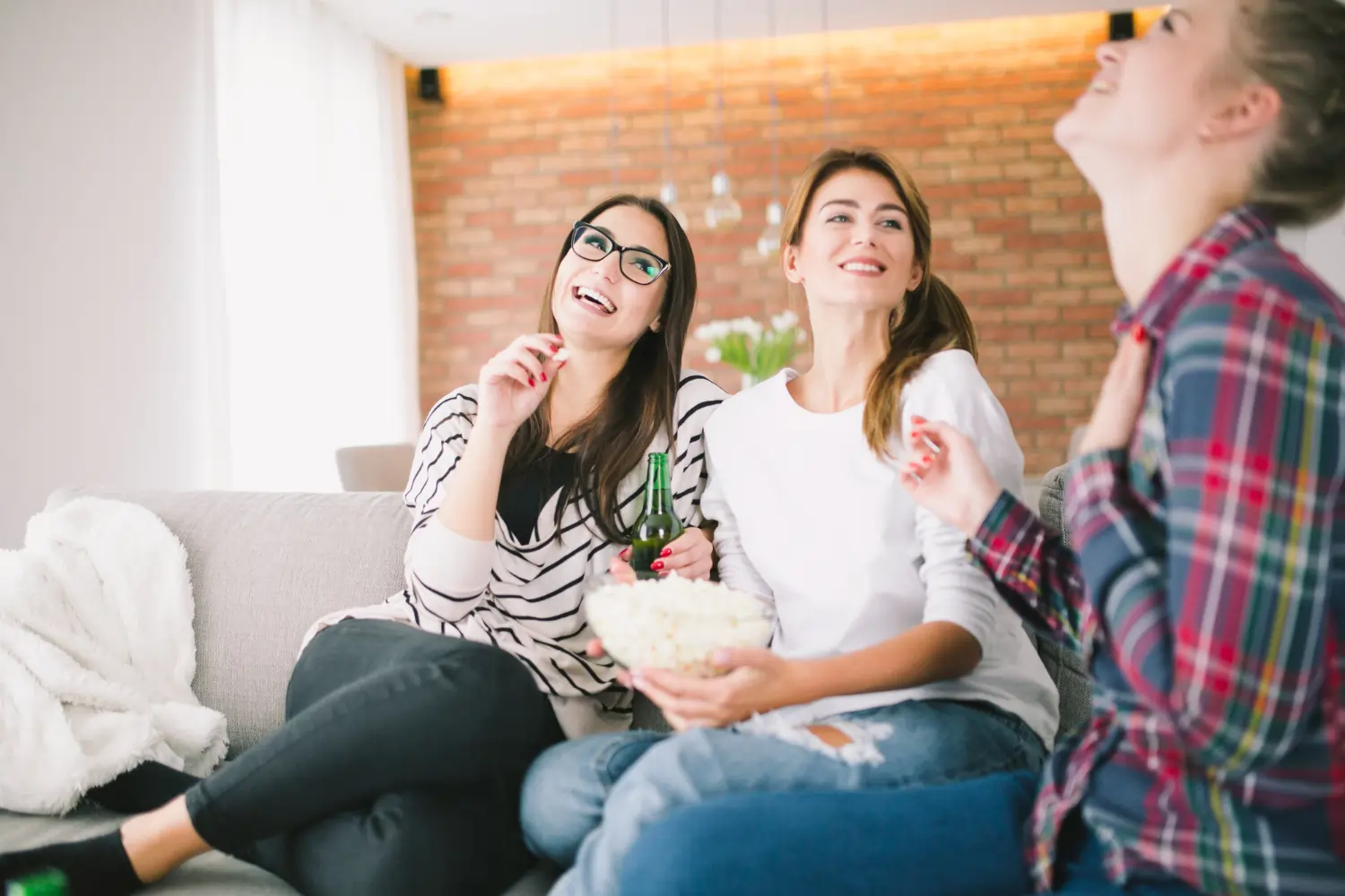 colleagues eating popcorn