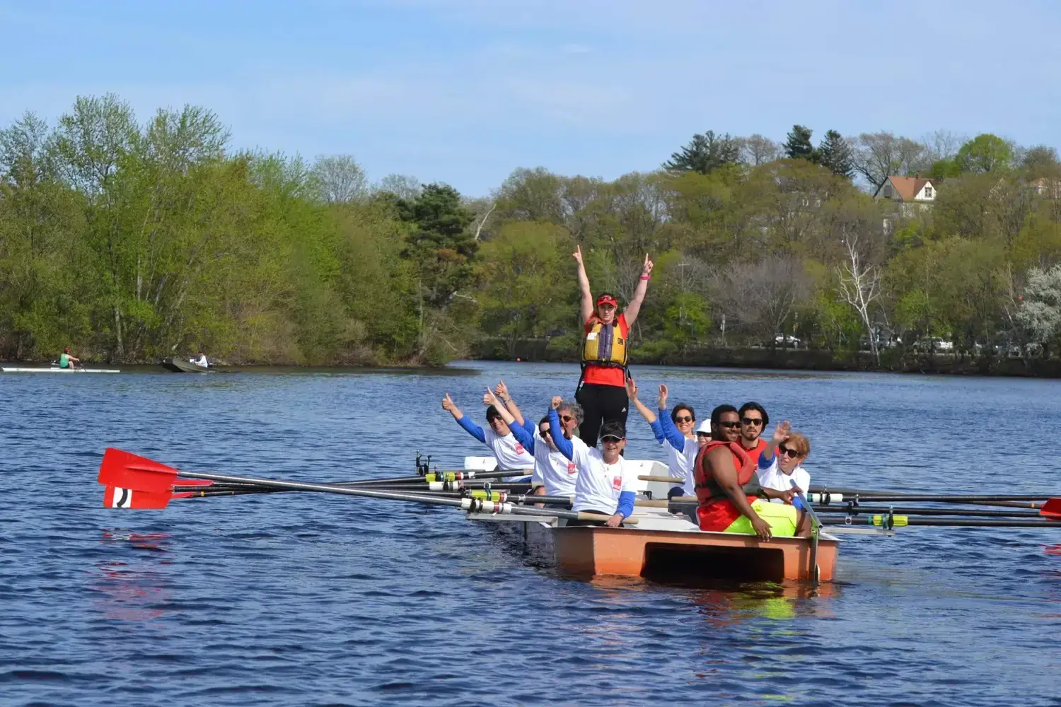 Group of people in a rowboat