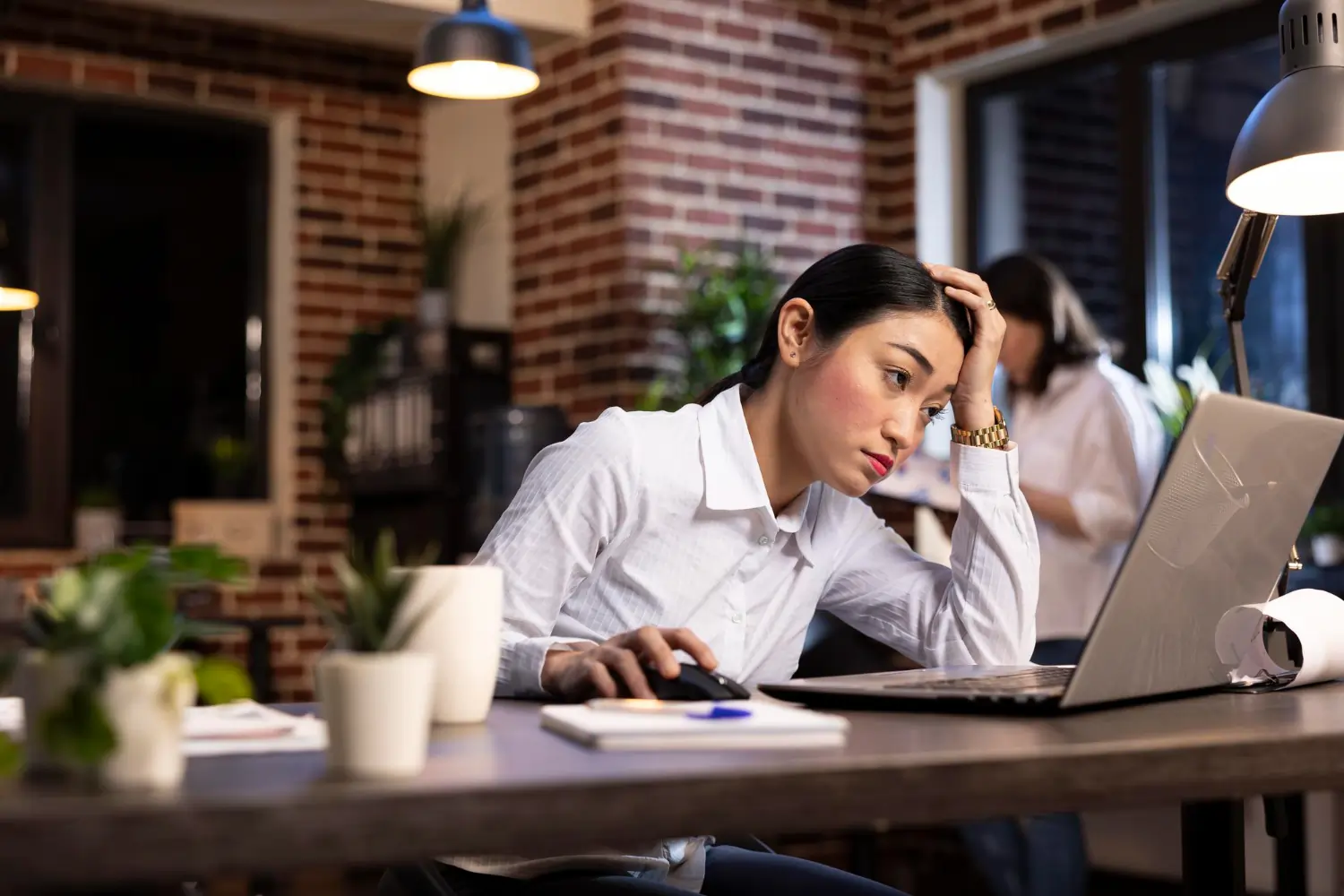 Stressed employee working
