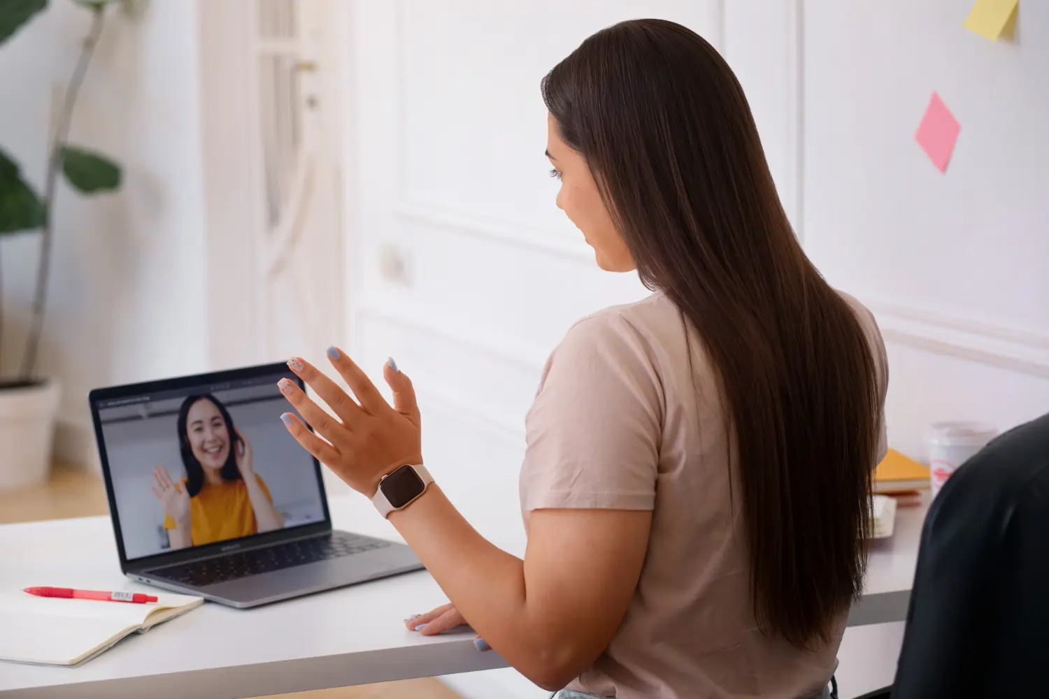 Two women in a video meeting