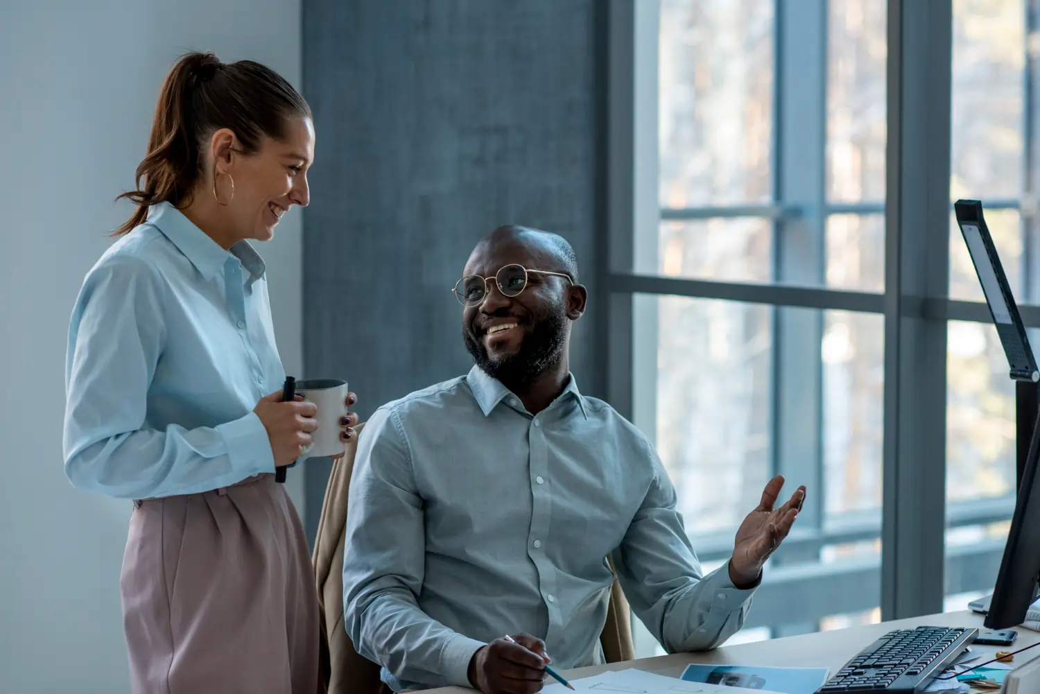 colleagues talking in the office