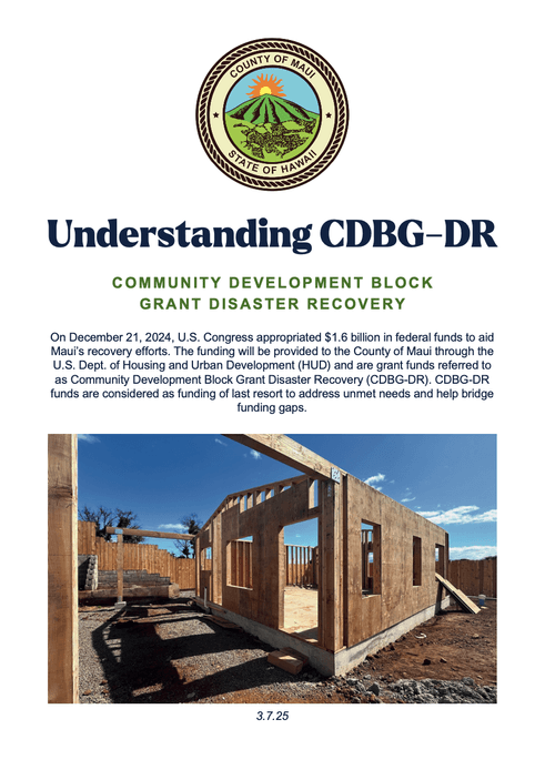 Community Development Block Grant Disaster Recovery (CDBG-DR) grant funds