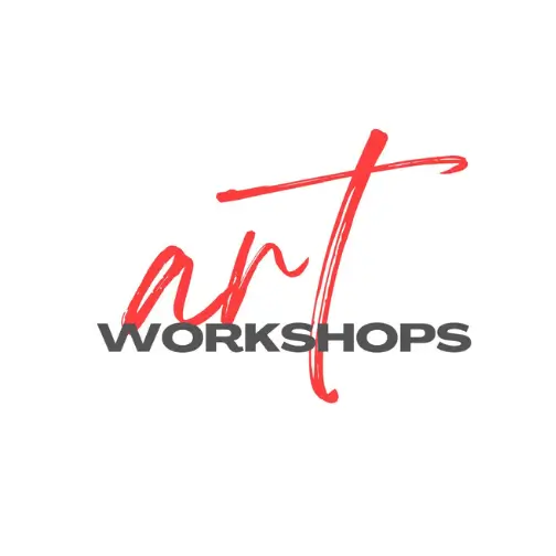 Logo for The Craft for Team, featuring "art" in bold red brushstroke and "WORKSHOPS" in sleek gray text.
