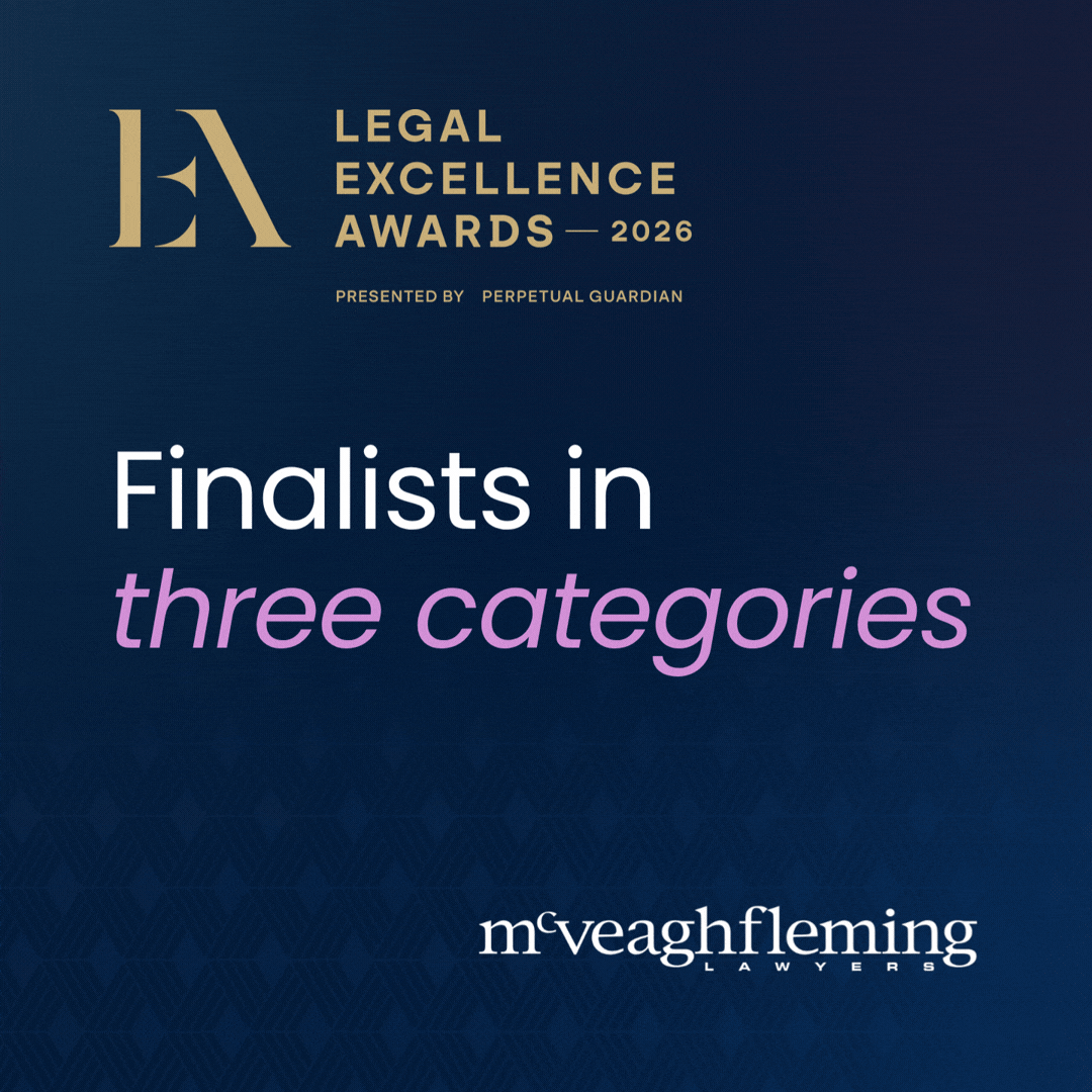 McVeagh Fleming finalist in three categories at the 2026 New Zealand Legal Excellence Awards.