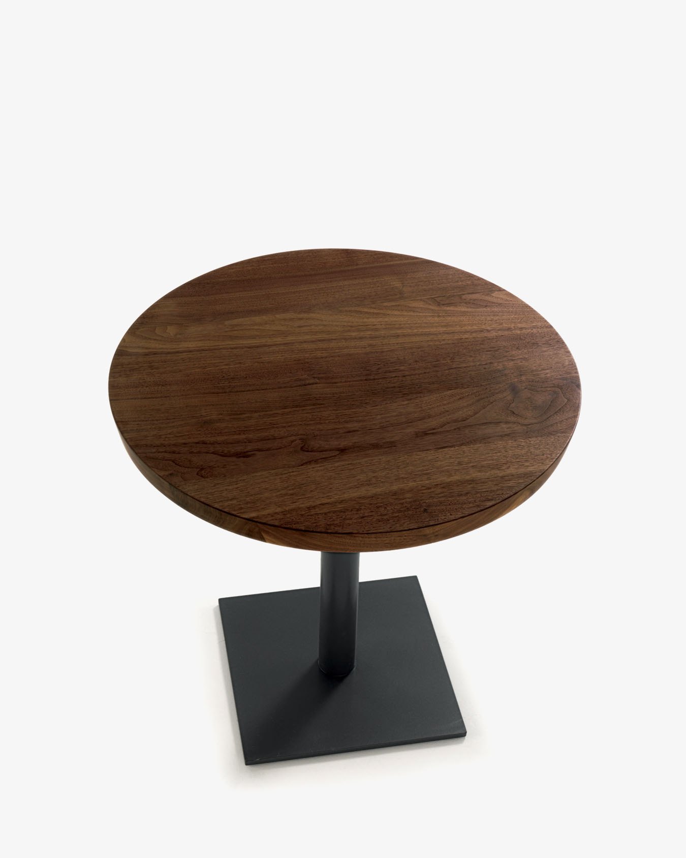 Pebbles round table by Terry Dwan for Riva 1920 with a solid walnut top on an iron base