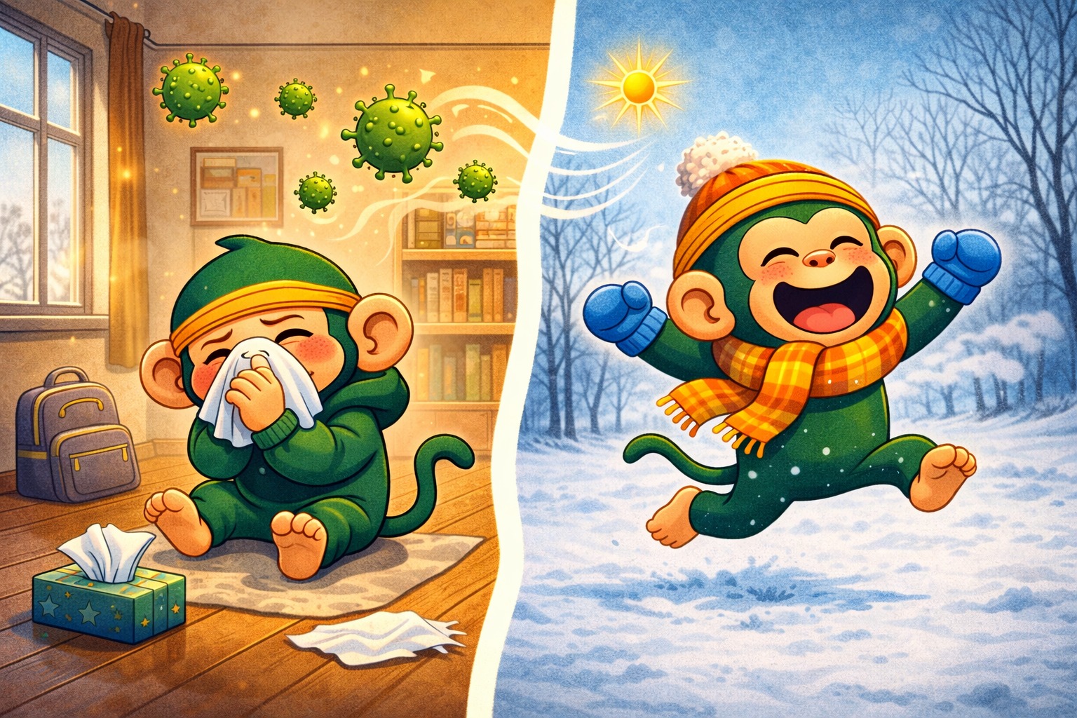 Kan je van buiten spelen in de winter verkouden worden?