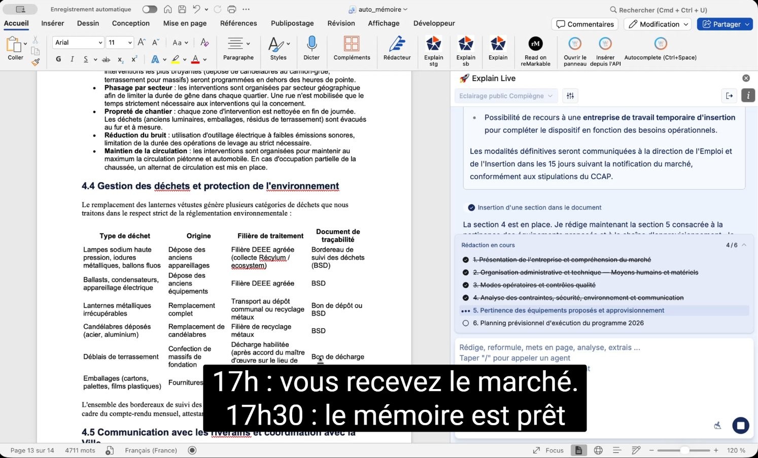 Explain en action : rédaction d'un mémoire technique dans Word avec le panneau Explain
