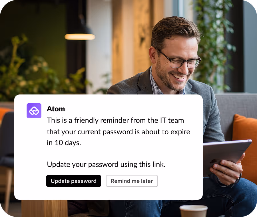 Password Reset step 3 image on Atomicwork website