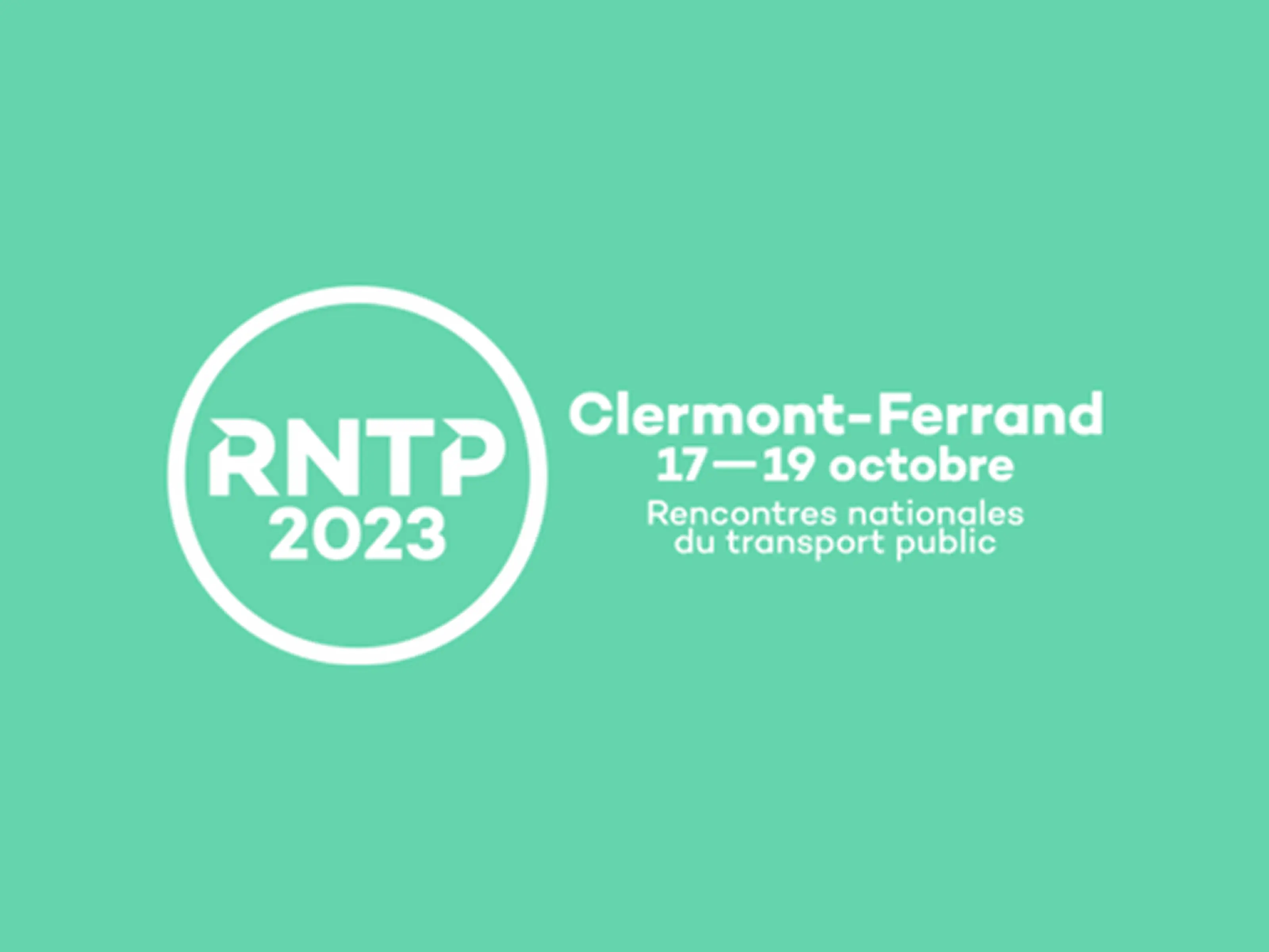 RNTP 2023 logo and event details — Clermont-Ferrand, France, 17–19 October 2023, Rencontres nationales du transport public