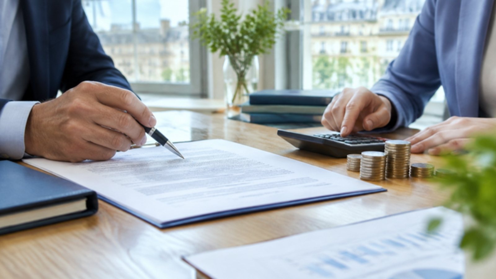 Dirigeants relisant une décision de réduction de capital autour d'une table de réunion