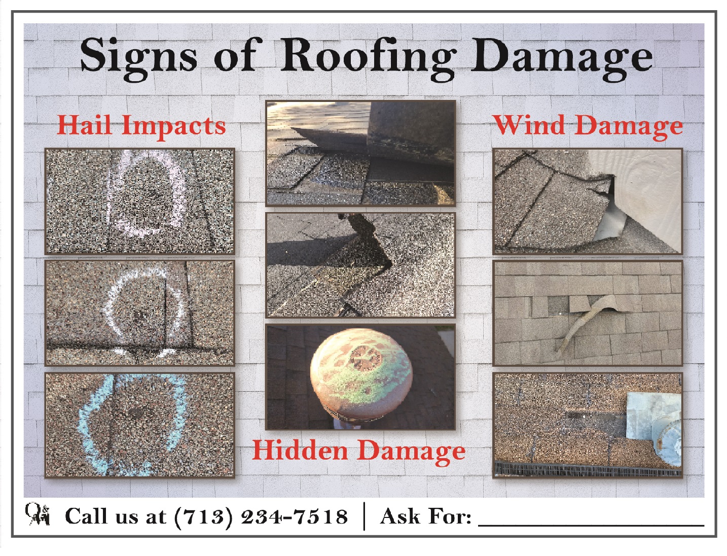 Signs of roofing damage on a brochure side B