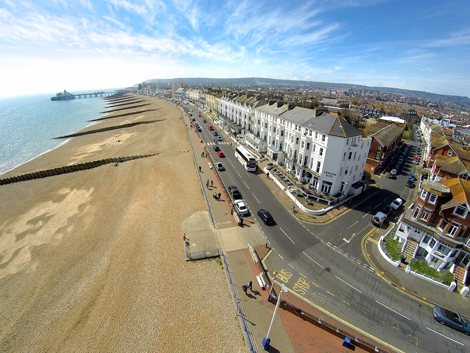 Aerial shot of Eastbourne Seafront