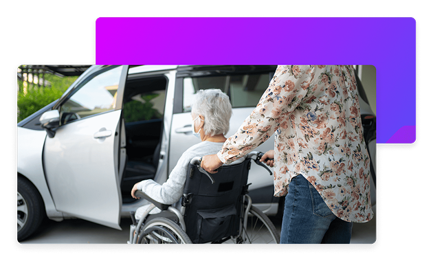 Wheelchair transportation service in action at a healthcare facility