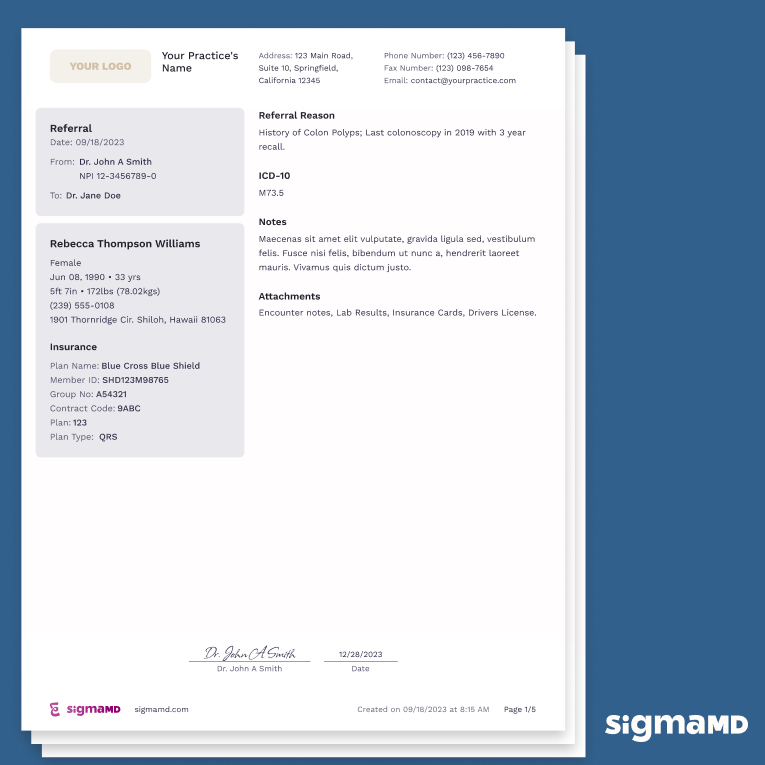 Patient Referral Forms in SigmaMD: Enhancing Advanced Care Coordination