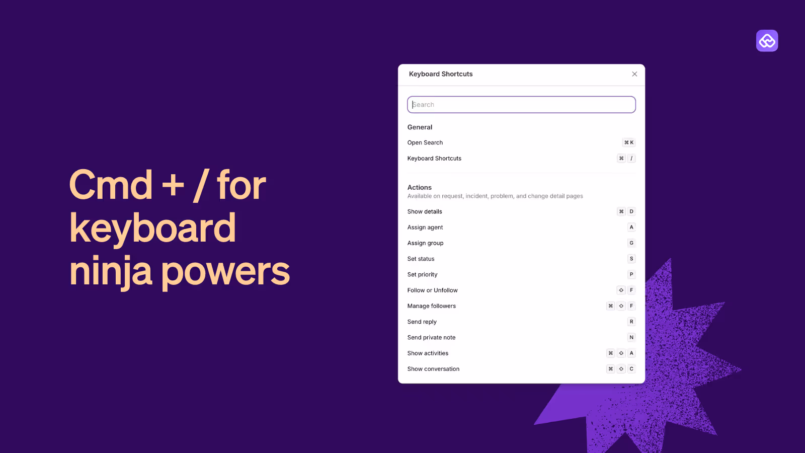 Keyboard shortcuts on Atomicwork portal