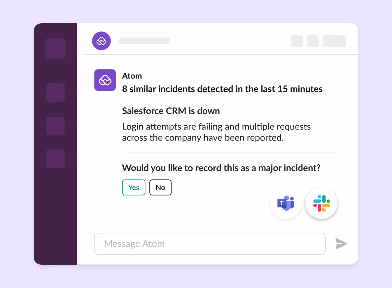 Acknowledge major incidents quickly on Atomicwork