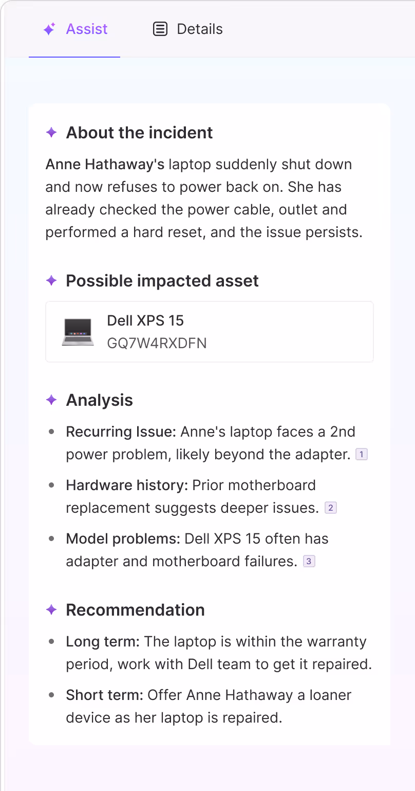 give contextual summaries for escalated tickets
